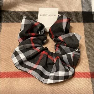 Fashion Jewelry Black and Red Plaid Scrunchie